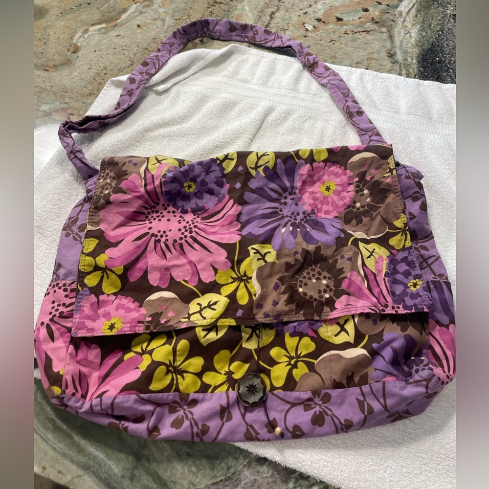 large purple floral messenger bag - boho/hippie